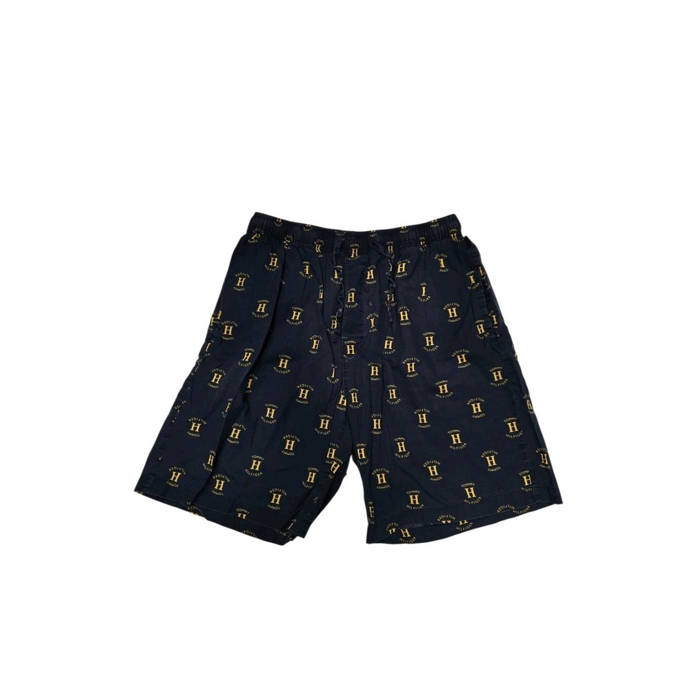 Tommy Hilfiger Y2K Logo Print Lounge Shorts Men's M Blue Elastic Waist